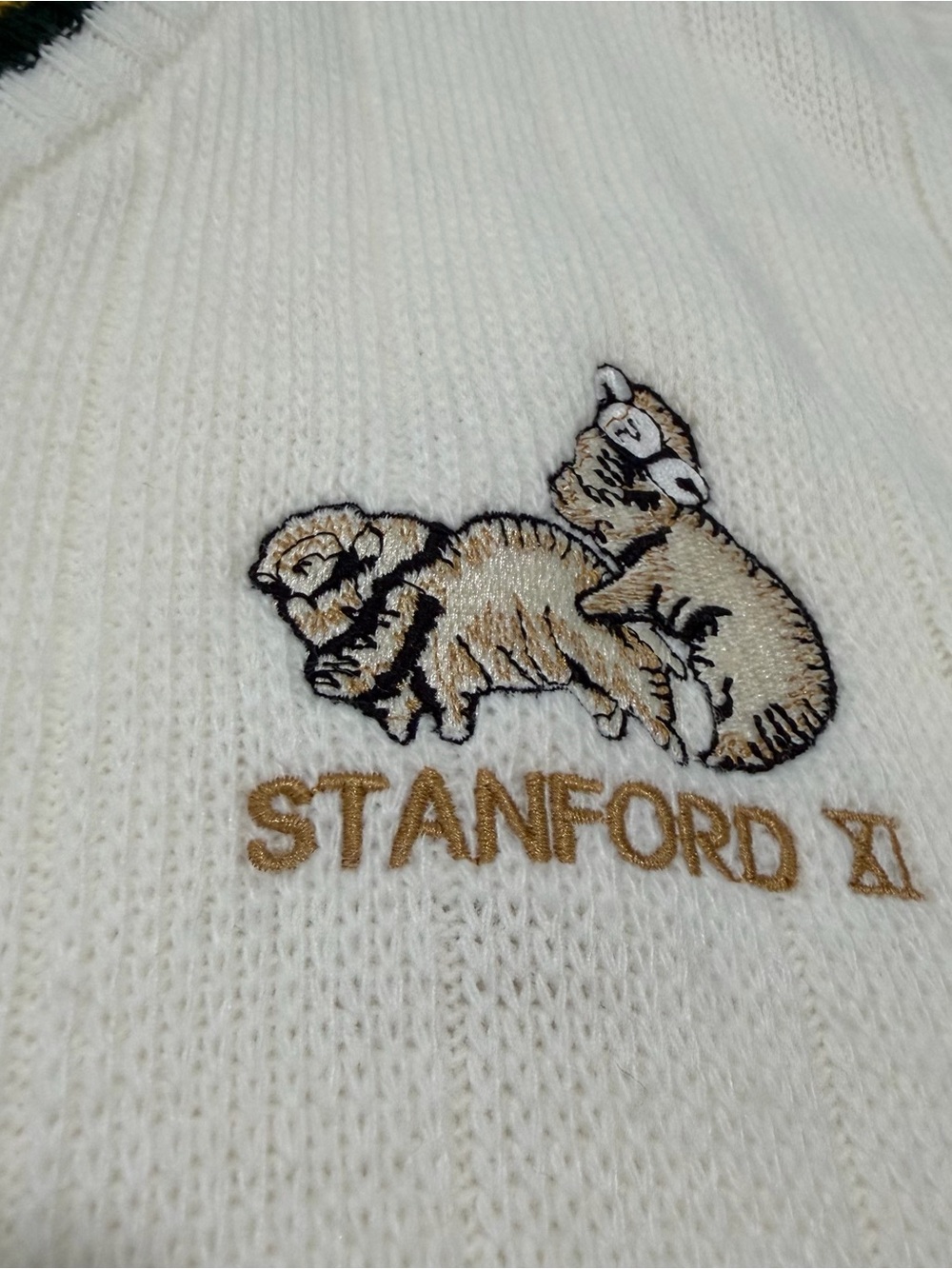 Vintage Stanford XI Sweater Vest XXL White Knit Varsity Grandpa Core Preppy - Picture 3 of 7